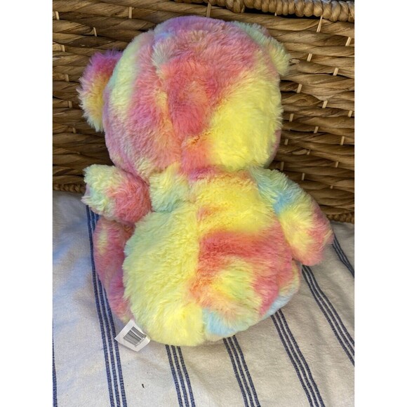 Rainbow Teddy Bear Plush 14” Tye Dye Soft Stuffed Animal - Picture 2 of 5